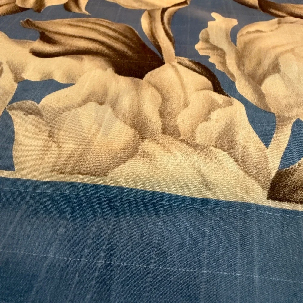 Adrienne Vittadini floral‎ scarf botanical print 26in square blue ivory